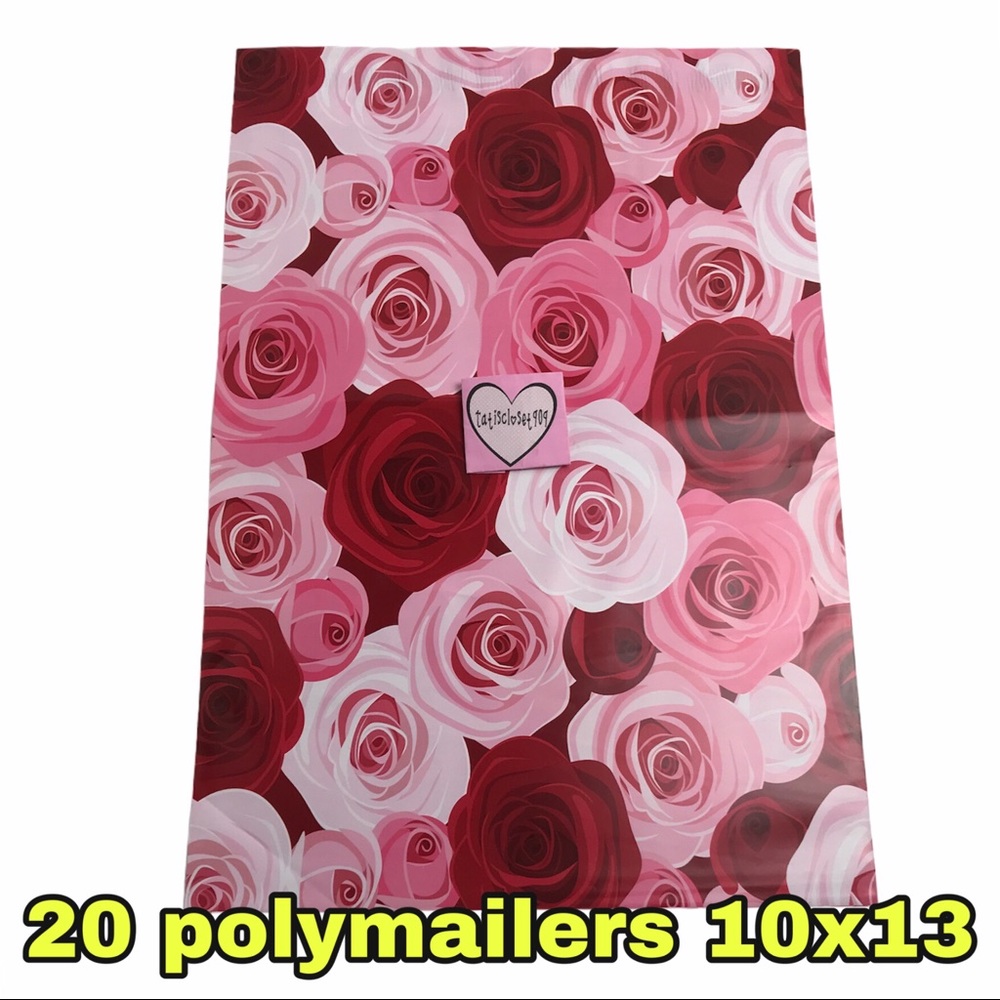 20 poly mailers roses print self seal size 10x13